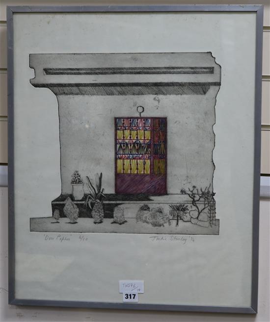Jacqueline Stanley (b.1928), limited edition print, Door, Paphos, inscribed, signed and dated 74 and numbered 4/20, 59 x 49cm